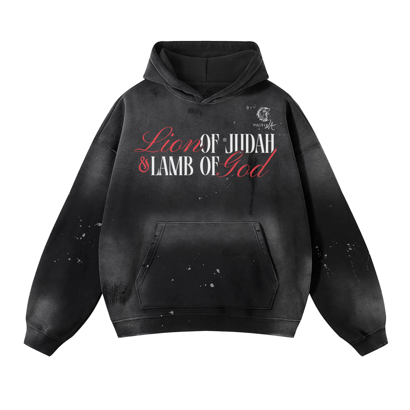 Lion of Judah Vintage Wash Frayed Fleece Hoodie - Christian Jumpers
