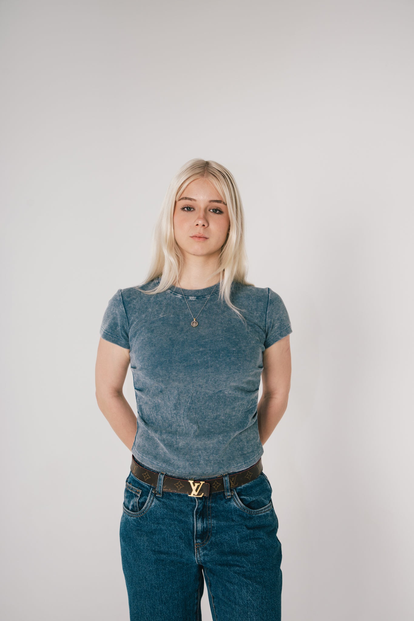 Blue Women’s Faith Bodycon Tee – Washed Vintage Fit