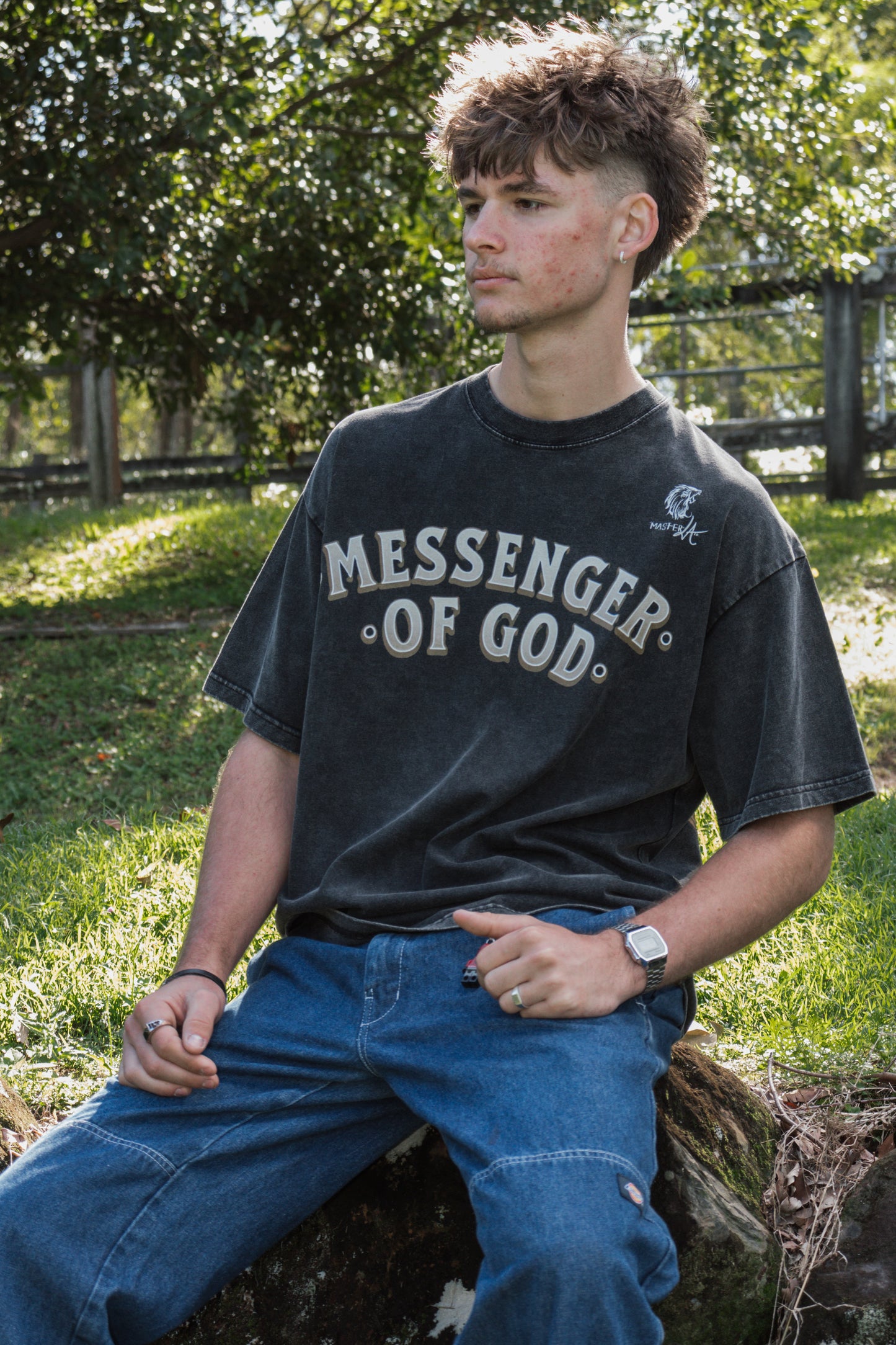 Messenger of God Oversize Snow Washed T-Shirt (MasterLA-Clothing) - Christian T-Shirts
