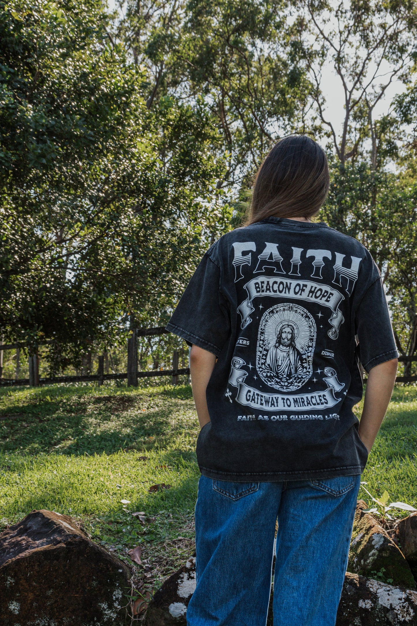 Faith beacon of hope Snow Washed T-Shirt - Christian T-Shirts