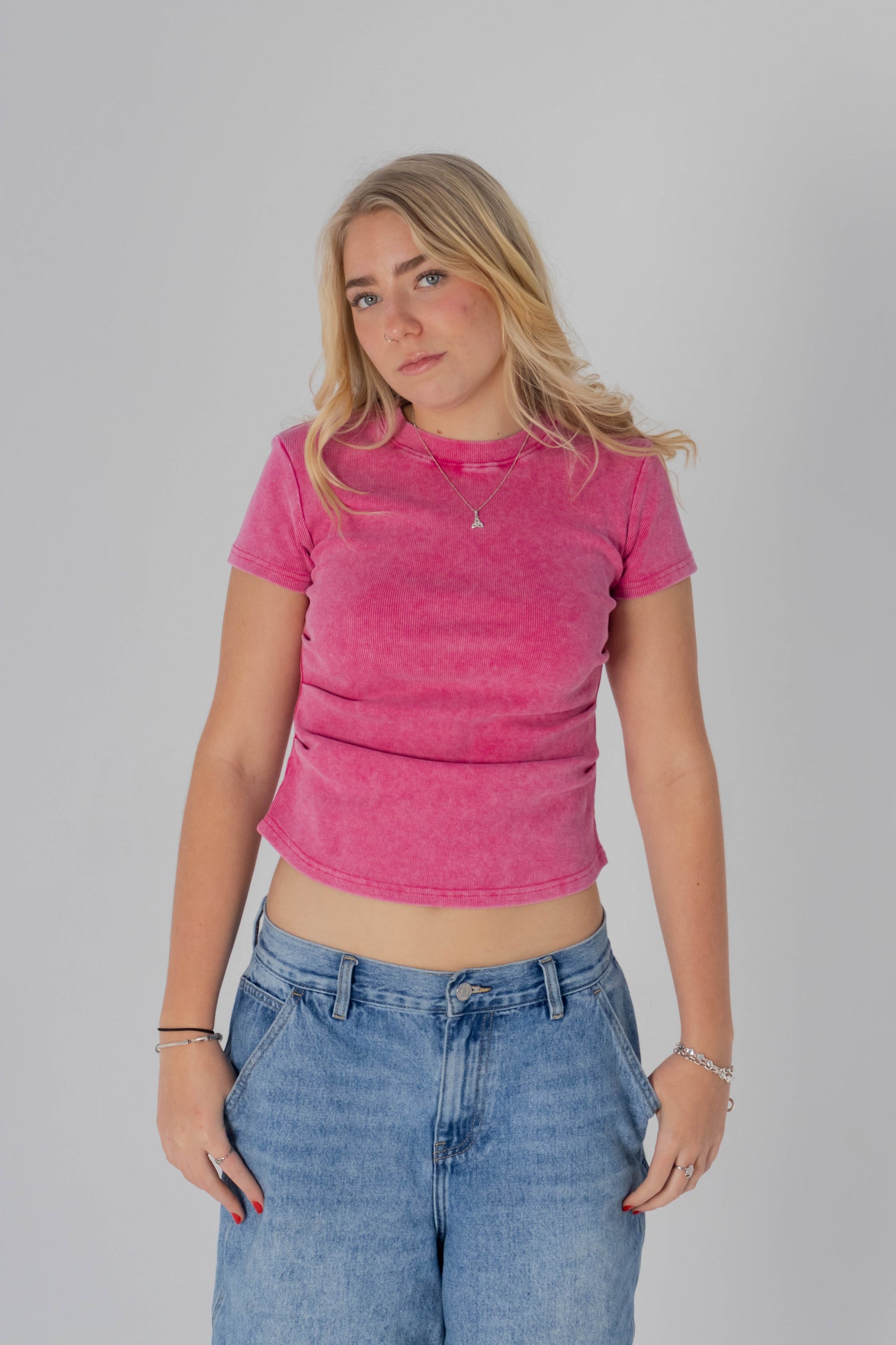 Pink Women’s Faith Bodycon Tee – Washed Vintage Fit