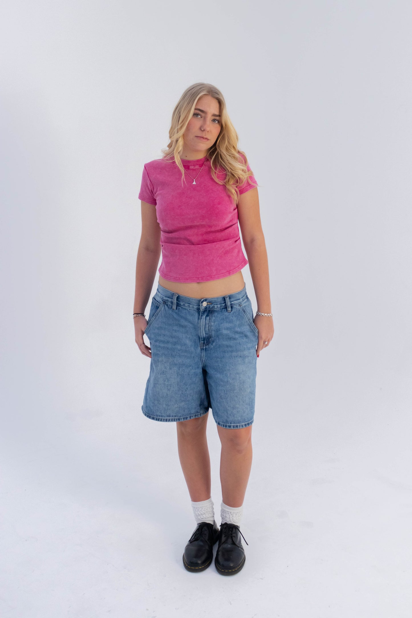 Pink Women’s Faith Bodycon Tee – Washed Vintage Fit