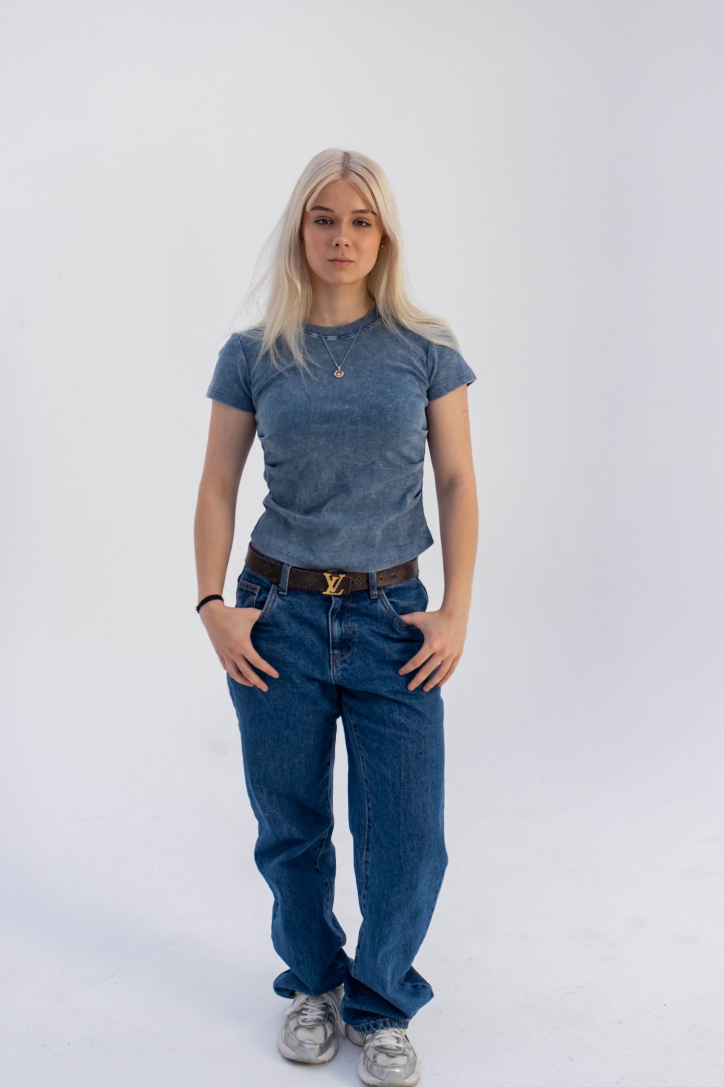 Blue Women’s Faith Bodycon Tee – Washed Vintage Fit