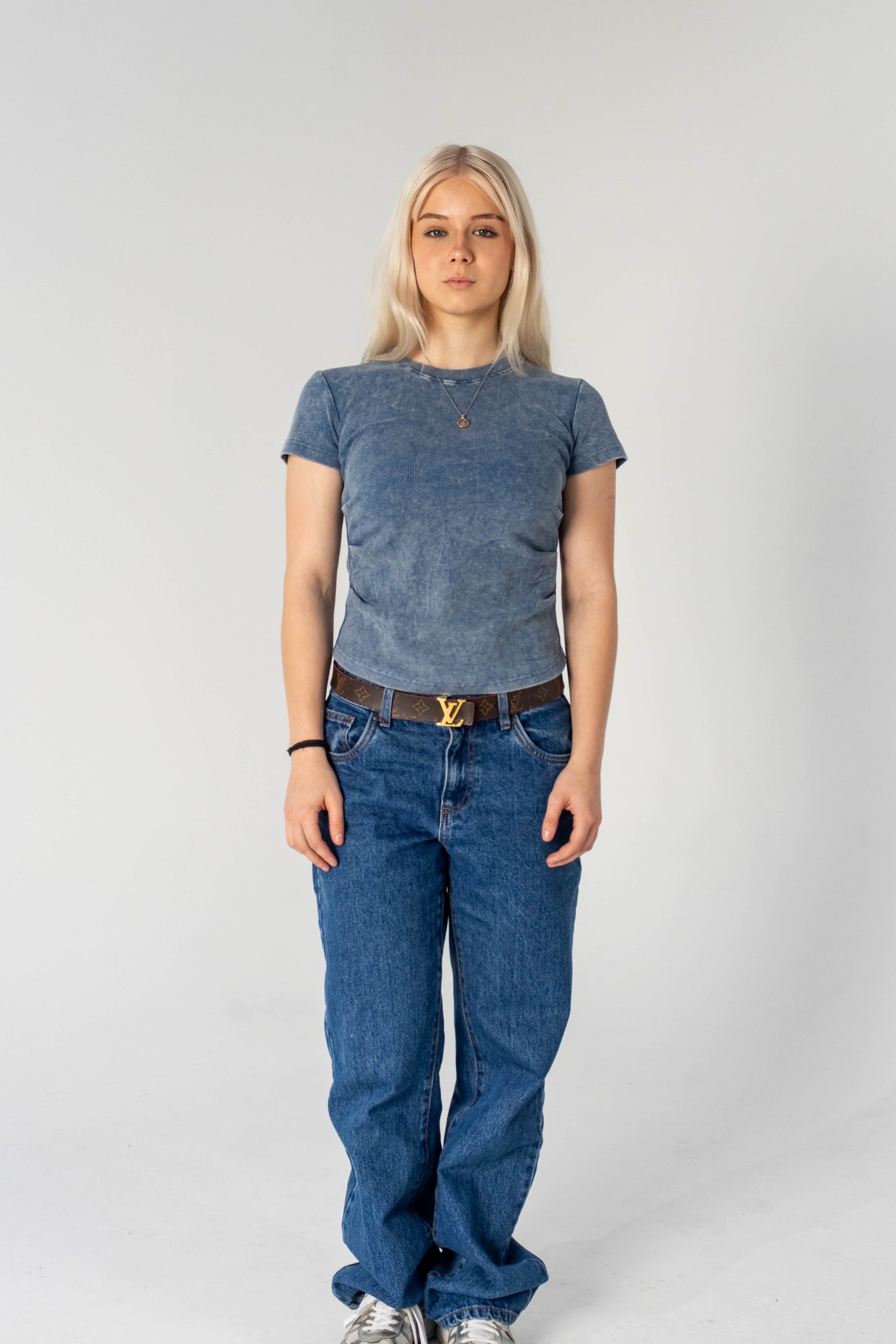 Blue Women’s Faith Bodycon Tee – Washed Vintage Fit
