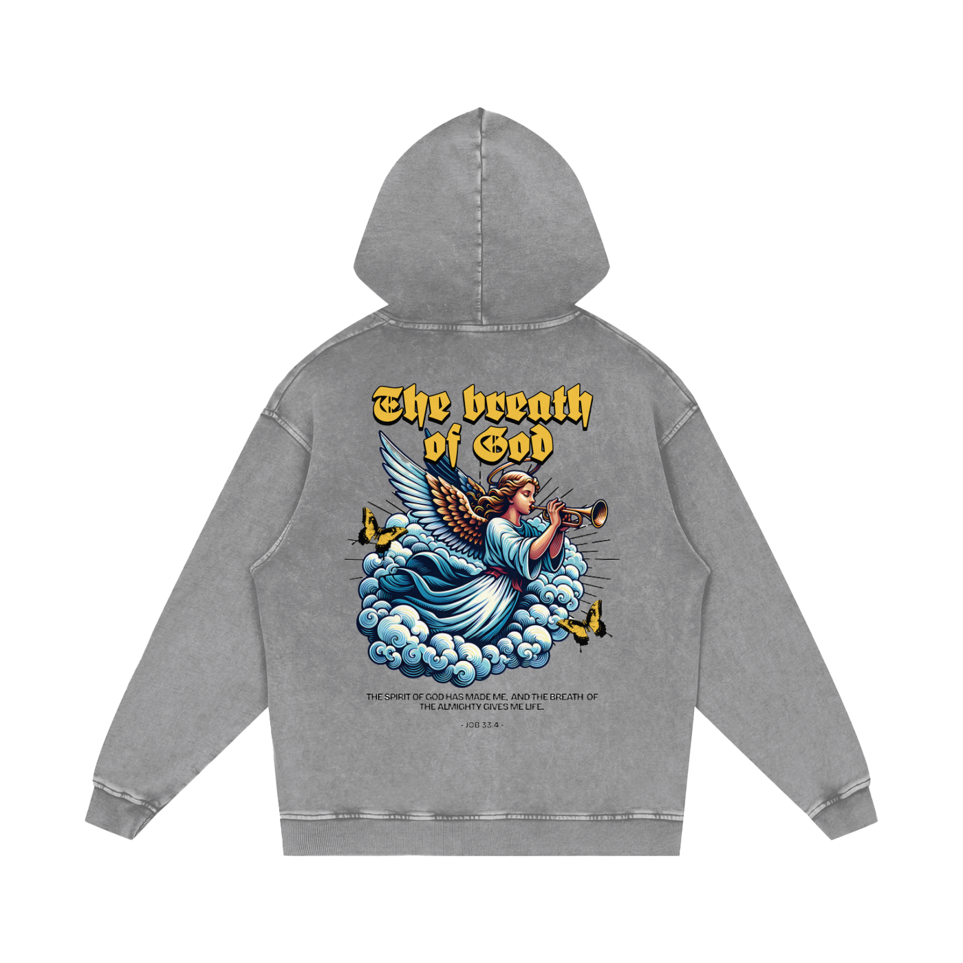 The Breath of God’s Acid Wash Oversize Hoodie - Christian Jumpers