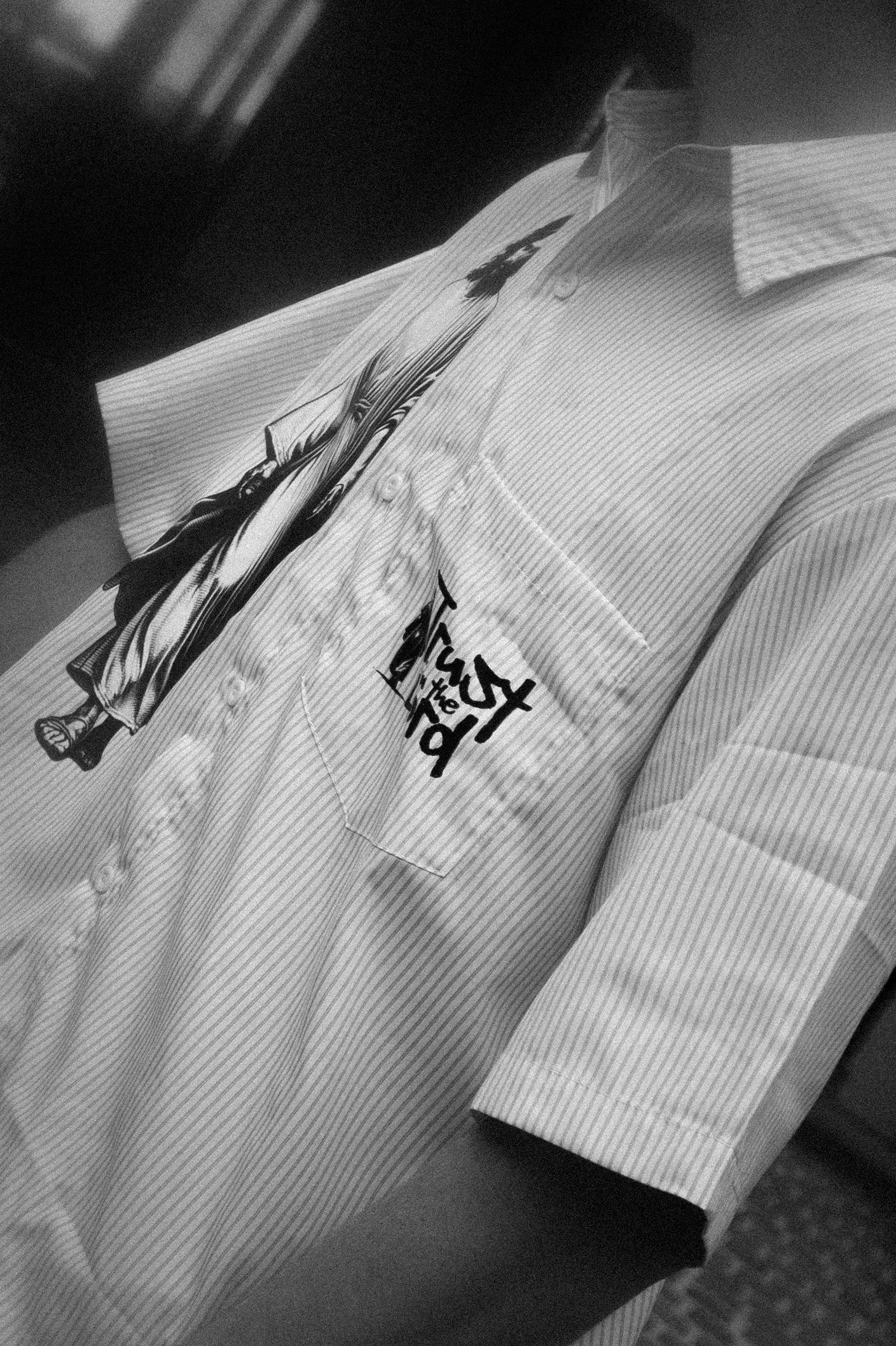 Trust in the Lord Vertical Stripe Boxy Shirt-White