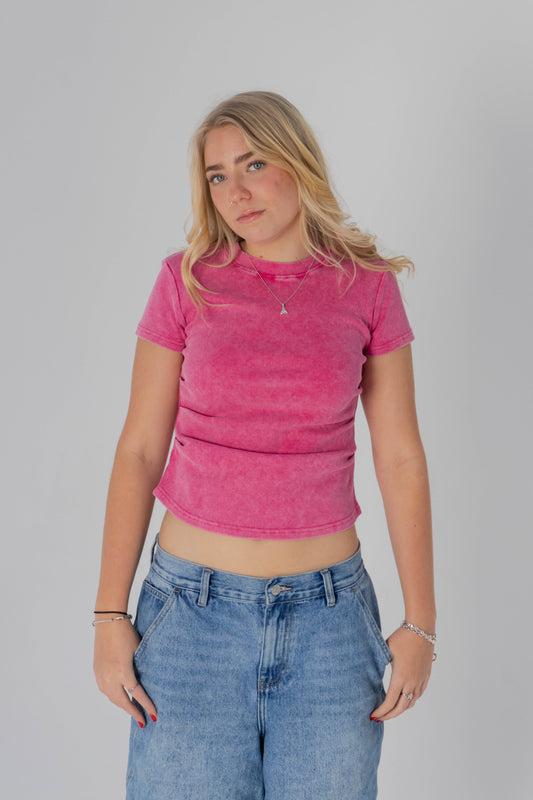 Pink Women’s Faith Bodycon Tee – Washed Vintage Fit